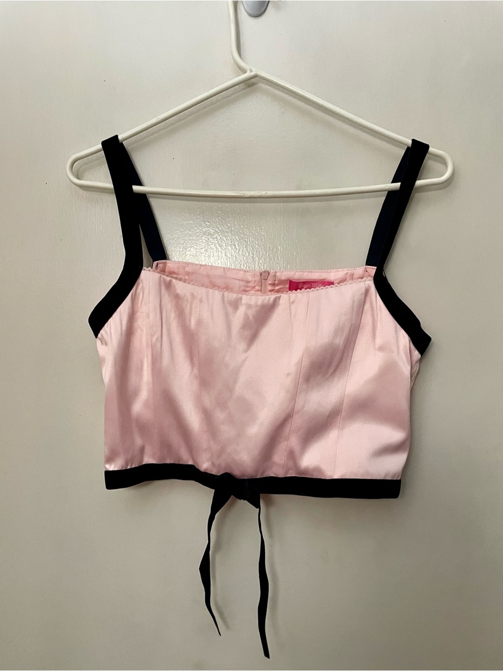 Dolls Kill Sugar Thrillz pink black crop top size small new with tags
